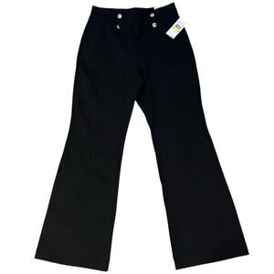 Michael Kors Women's Black Flare Gold Sailor Button Pull On Pants Stretch Medium